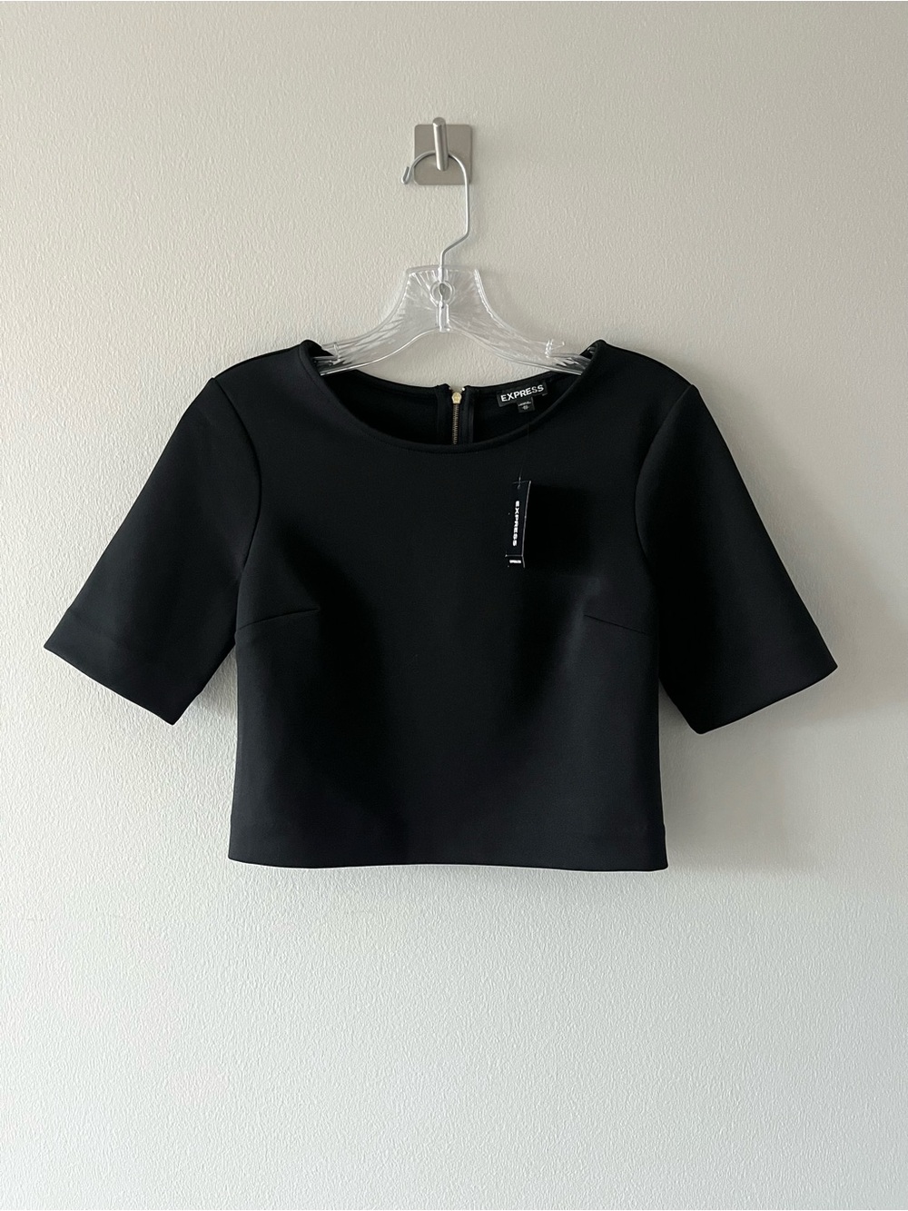 Express Black Short Sleeve Crop Top